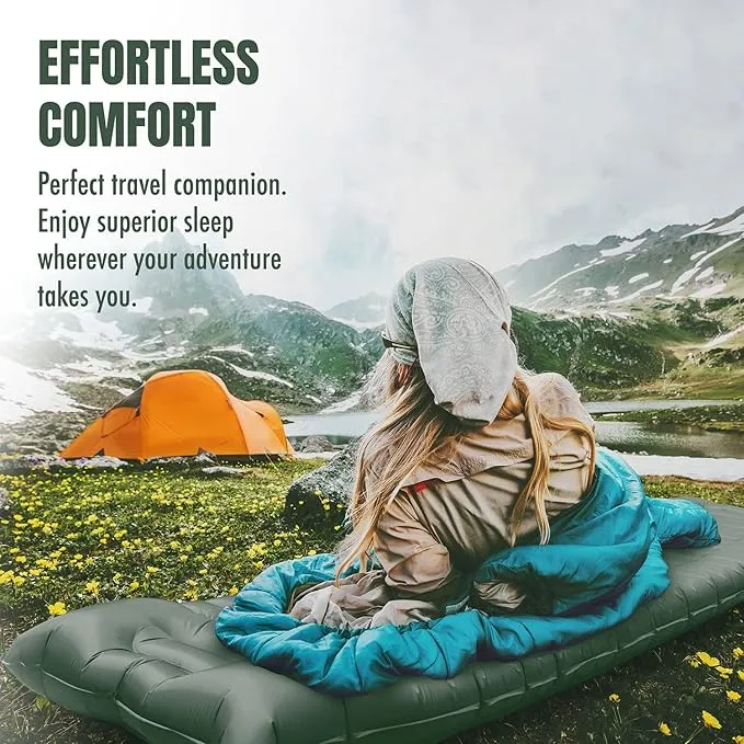 Camping Sleeping Pad w/Armrest & Pillow - 4 Inch Ultra-Thick Side Sleep Friendly - Rollover Protection - Ultralight Backpacking Air Mattress