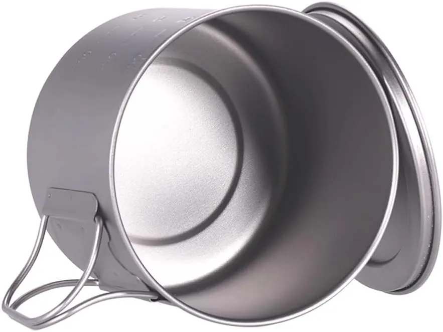 Camping Titanium Pot Backpacking Pot with Lid and Folding Handles for Outdoor Camping Hiking