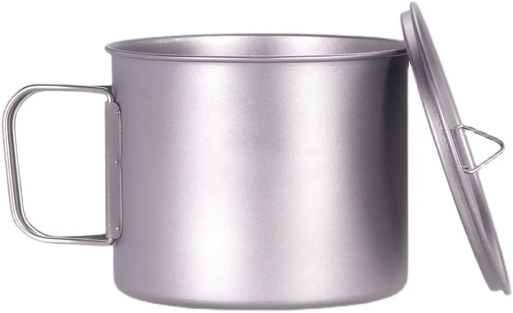Camping Titanium Pot Backpacking Pot with Lid and Folding Handles for Outdoor Camping Hiking