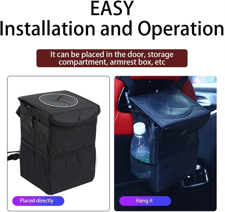 Car Garbage Can for Chevrolet Blazer EV 2024,Leak-Proof Waterproof Foldable Bin Hanging Car Trash Bag with Lid Organizer All Seasons,L