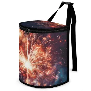 Car Garbage Storage Bag Explosion Firework Printed Hanging Vehicle Trash Bin Car Trash Can with Zipper Lid Portable Garbage Storage Bags for Truck Van and SUV
