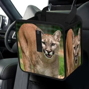 Car Trash Can Fiercely Lynx Cat Wildlife Leakproof Auto Garbage Bag Can Foldable Car Trash Storage Bag Bin Hanging Car Organizer for Car Back Front Seat Car Accessories Decor