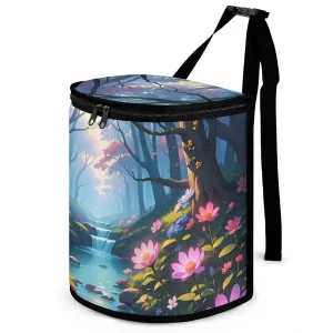 Car Trash Can for Men Spill Proof Car Garbage Bag Radiant Flowers and Stream Forest Car Hanging Garbage Bin for Women Storage Pockets for Automobile Truck Minivan SUV