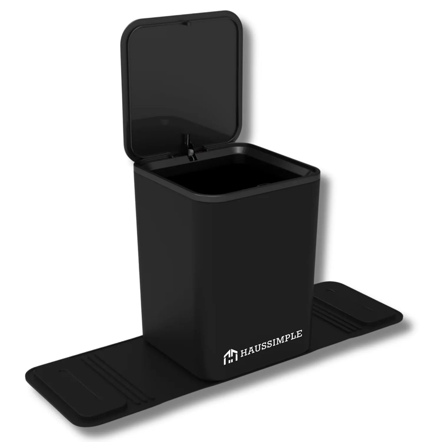 Car Trash Can for Vehicles Leakproof Compact Garbage Bin w/Stability Flap, Anti-Slip Base, Portable Trash Holder for Cars, Trucks, SUVs, Minivans (Black with Lid, Medium)