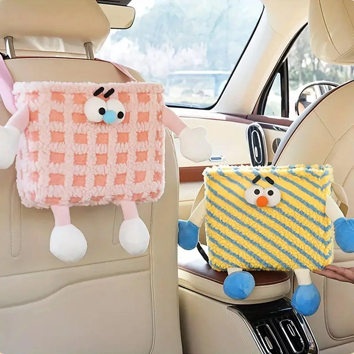 Car Wastebasket Seatback Hanging Storage Bin for Car Trash and Organizing