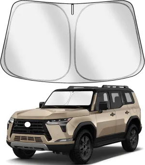 Car Windshield Sun Shade Compatible for 2024 2025 Le-xus GX 550 Accessories, Foldable Window Sunshade Block UV Rays and Sun Heat