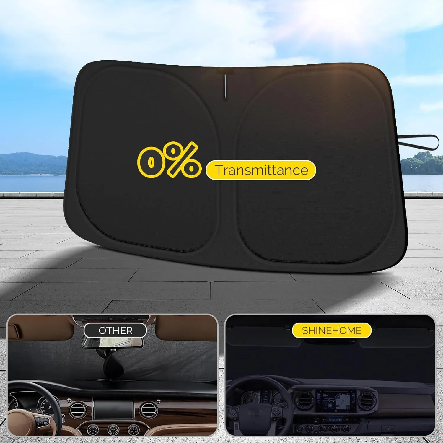 Car Windshield Sun Shade Compatible with 2007-2021 Toyota Tundra Accessories Foldable Front Window Sunshade Custom for Tundra Limited SR5 Platinum TRD Pro Pickup Windshield Cover Sun Visor
