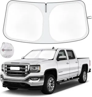 Car Windshield Sun Shade Compatible with 2025 2024 2023 2022 2021 2020 2019 GMC Sierra 1500 2500 3500 SLT, AT4, Denali Accessories Foldable Sunshade Truck Custom Windshield Sun Visor