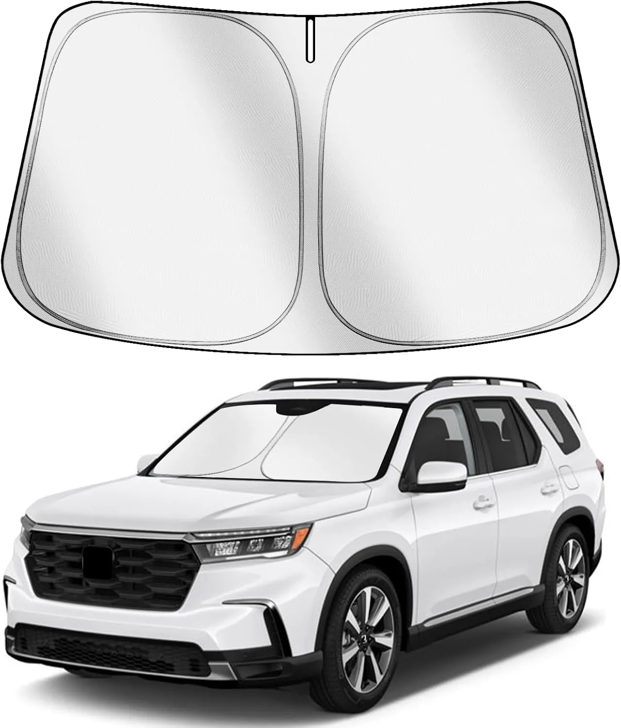 Car Windshield Sun Shade Compatible with Honda Pilot 2016-2025 Accessories, Foldable Window Sunshade Block UV Rays and Sun Heat