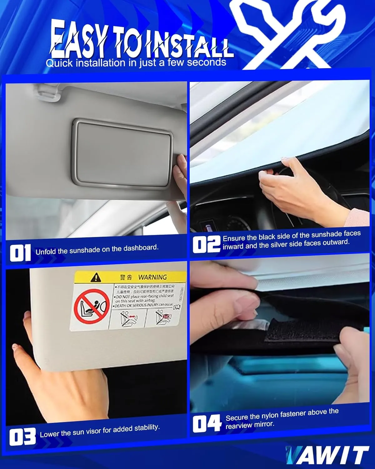 Car Windshield Sun Shade Compatible with Honda Pilot 2016-2025 Accessories, Foldable Window Sunshade Block UV Rays and Sun Heat