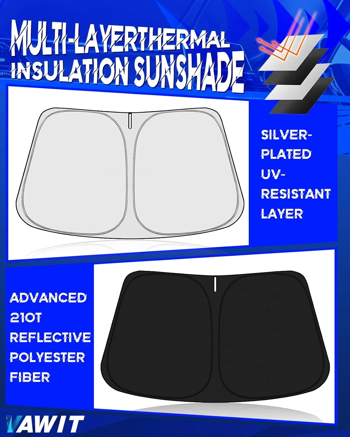 Car Windshield Sun Shade Compatible with Honda Pilot 2016-2025 Accessories, Foldable Window Sunshade Block UV Rays and Sun Heat