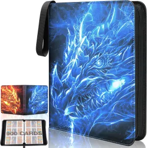 Card Binder 9 Pocket with 50 Removable Sleeves, Holds 900 for Game,Sports Trading Album Book Storage Collection Gifts for Boys and Girls, Blue