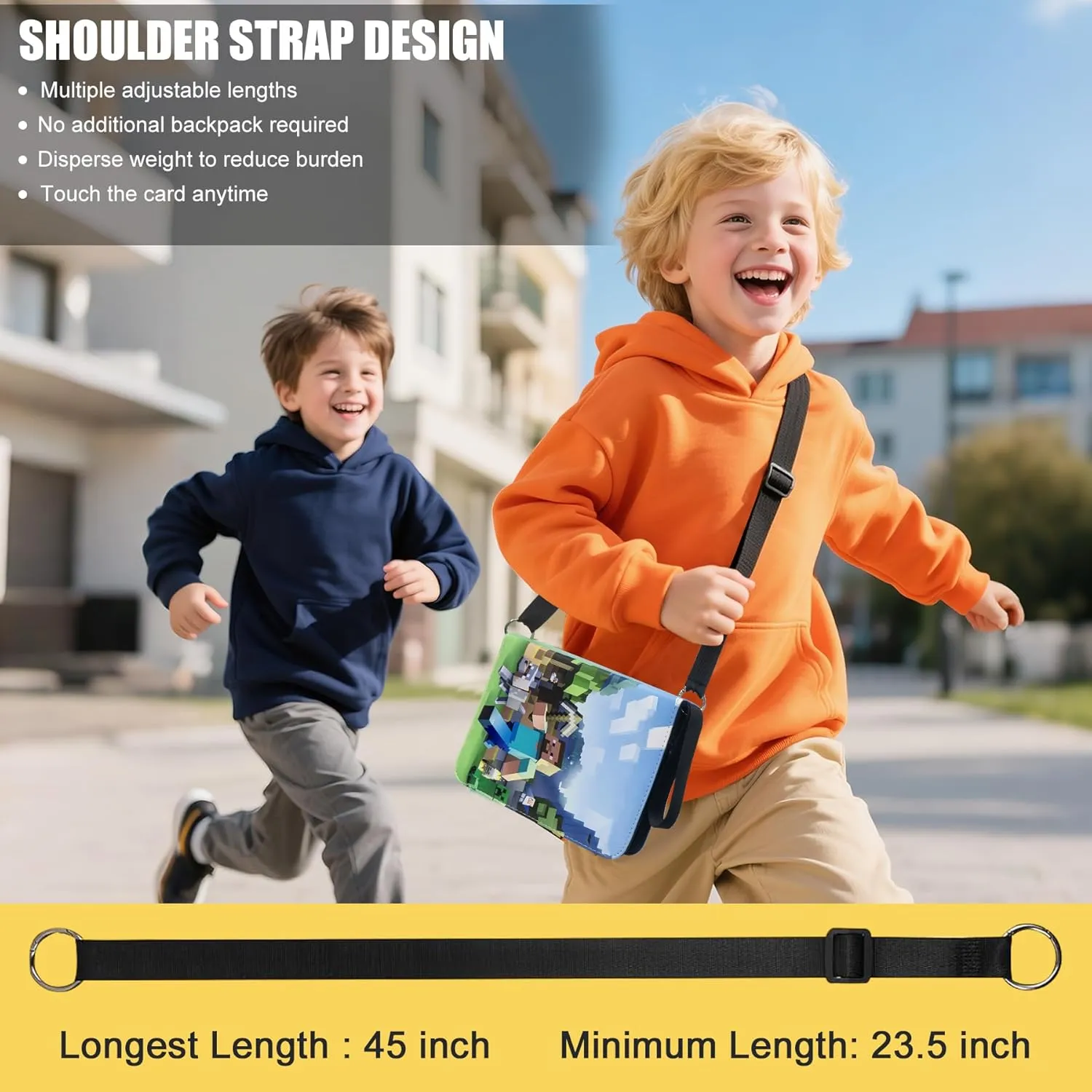 Card Binder with Shoulder Strap, 4 Pocket with 50 Sleeves up to 400 Cards, Waterproof Card Storage Bag for Kids, Game Cards Display Case
