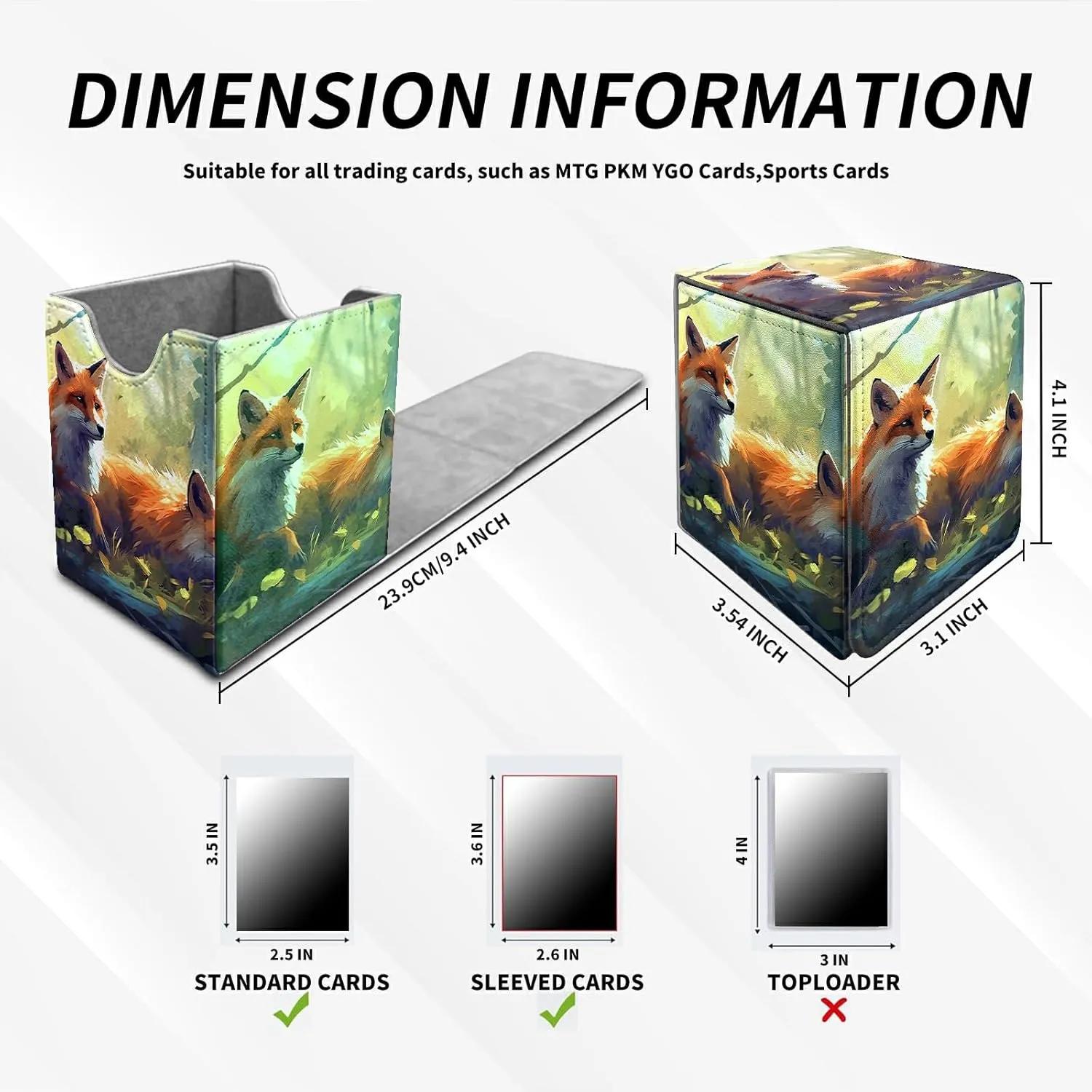 Card Deck Box Trading Cards with Strong Magnet Wild Foxes Theme Commander Deck Box Card Storage Box Magic Premium Card Storage Box Case Cover for TCG CCG Magic Cards