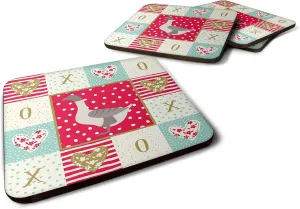 Caroline's Treasures CK5328FC Buff Grey Back Goose Love Foam Coaster Set of 4, Red Set of 4 Cup Coasters for Indoor Outdoor, Tabletop Protection, Anti Slip, Mouse pad Material