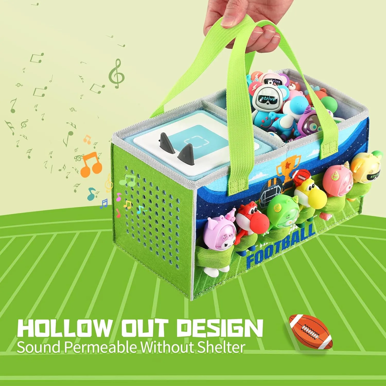 Carrying Case for Toniebox Starter Set and Tonies Figurines, Felt Organizer Travel Bag with Strap for Tonies Box, Travel Cloth Musical Toy Folding Bag for Toniebox Accessories