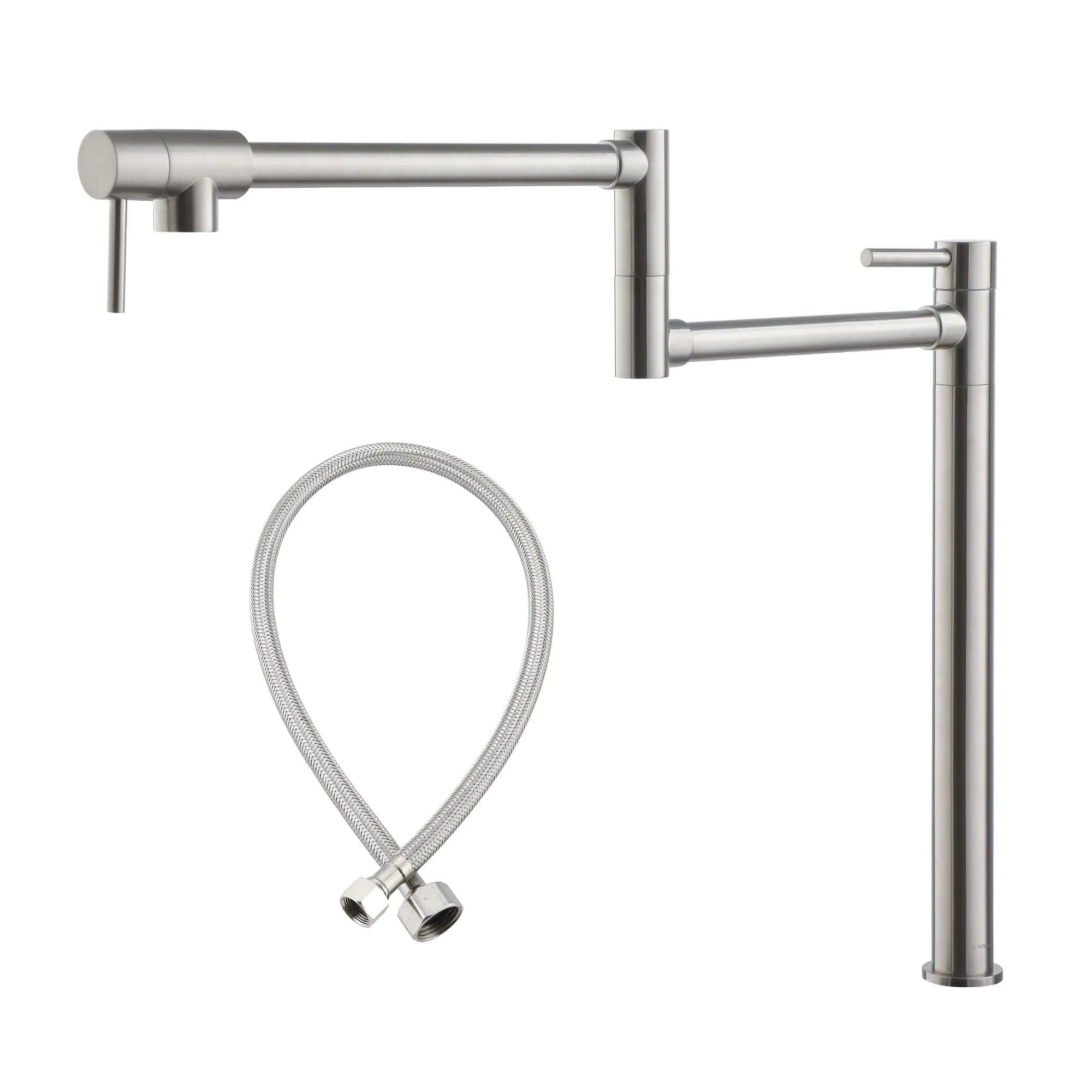 CASAINC Commercial Deck Mounted Pot Filler Kitchen Faucet with Dual Swing Arm, Chrome