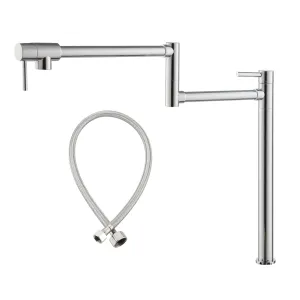 CASAINC Commercial Deck Mounted Pot Filler Kitchen Faucet with Dual Swing Arm, Chrome
