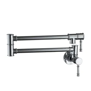 CASAINC Wall Mounted Foldable Pot Filler Kitchen Faucet with Dual Handles and Swing Arm, Chrome