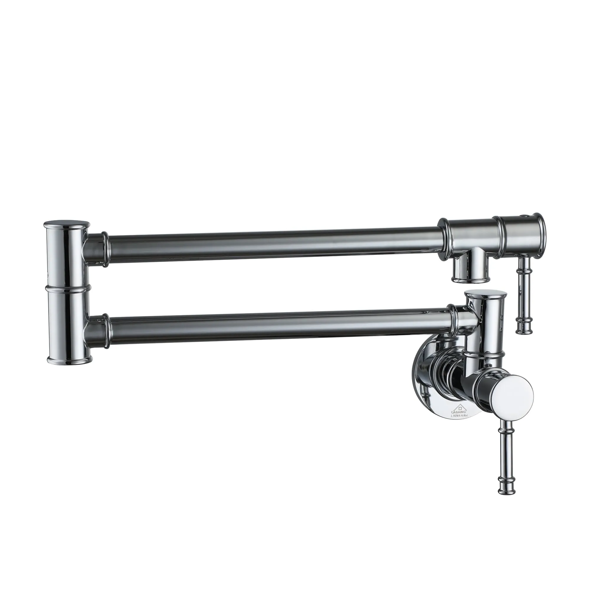 CASAINC Wall Mounted Foldable Pot Filler Kitchen Faucet with Dual Handles and Swing Arm, Chrome