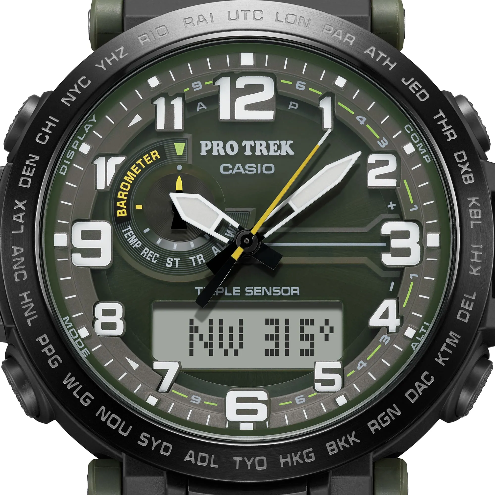 Casio Protek DUO Climber Black Fabric Strap Watch PRG601YB-3D