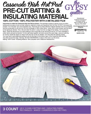 Casserole Dish Hot Pad Pre Cut Batting 3ct Cotton