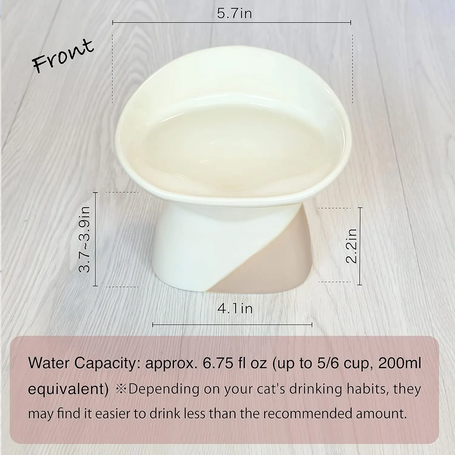 Cat Water Bowl, Elevated Cat Water Bowl, Flat-Faced Cats, Older Cats, Short-Legged Cats, Small Cats, Anti-Splash, Seto Ware Ceramics Made in Japan, Japanese Traditional Ceramics