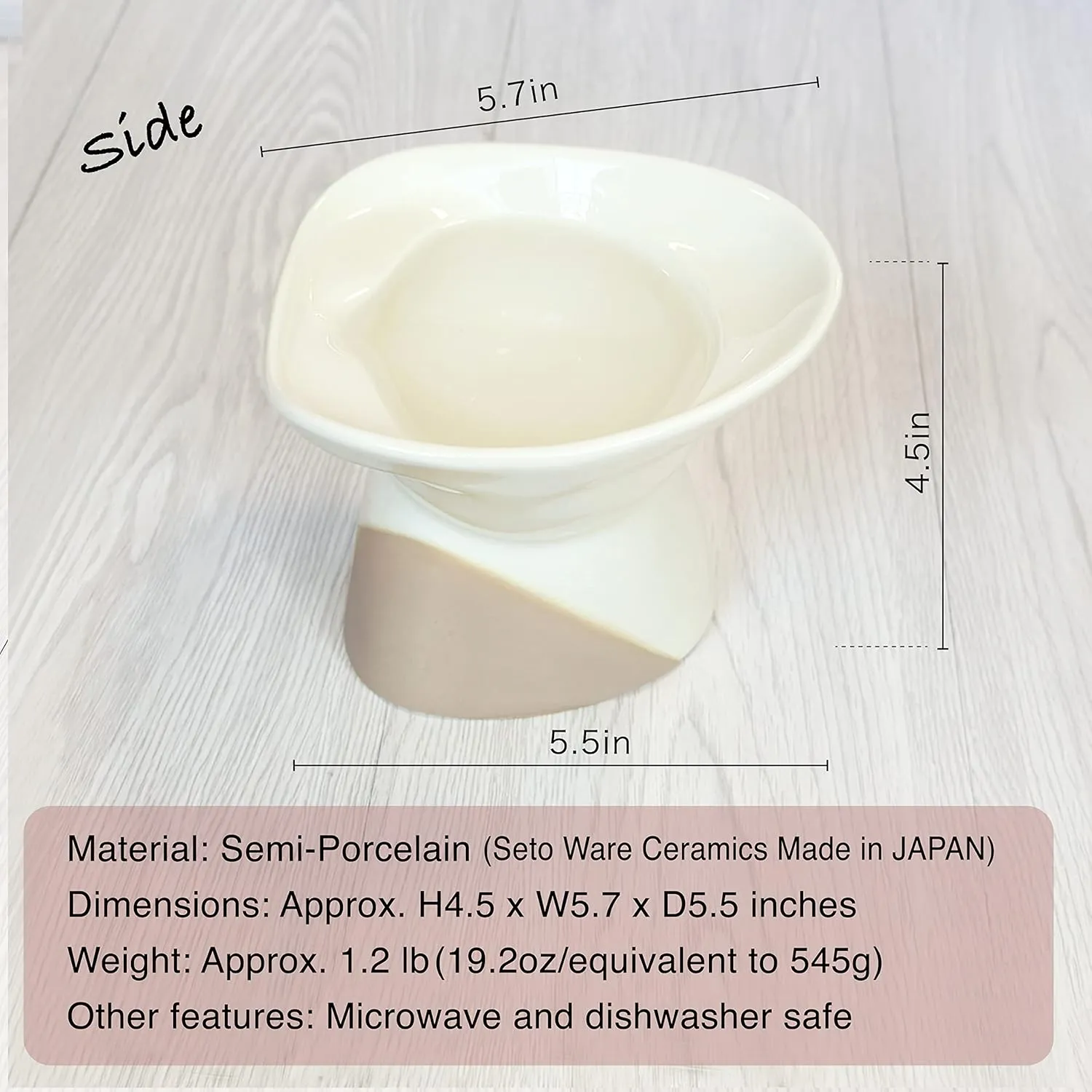 Cat Water Bowl, Elevated Cat Water Bowl, Flat-Faced Cats, Older Cats, Short-Legged Cats, Small Cats, Anti-Splash, Seto Ware Ceramics Made in Japan, Japanese Traditional Ceramics