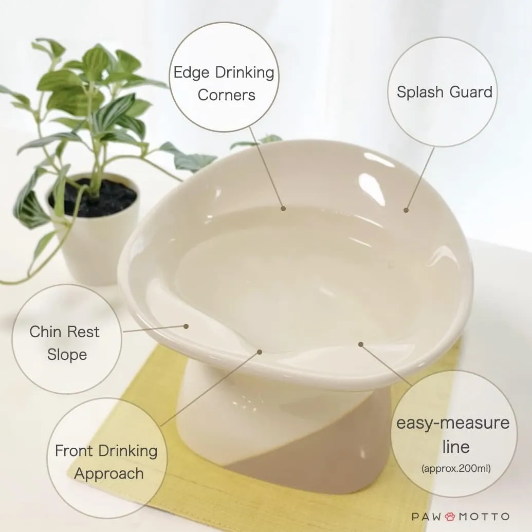 Cat Water Bowl, Elevated Cat Water Bowl, Flat-Faced Cats, Older Cats, Short-Legged Cats, Small Cats, Anti-Splash, Seto Ware Ceramics Made in Japan, Japanese Traditional Ceramics