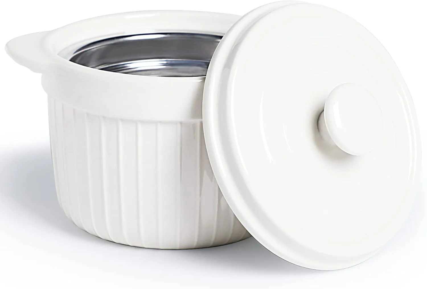 Ceramic Bacon Grease Container Keeper with Strainer, Frying Oil Storage Can, White