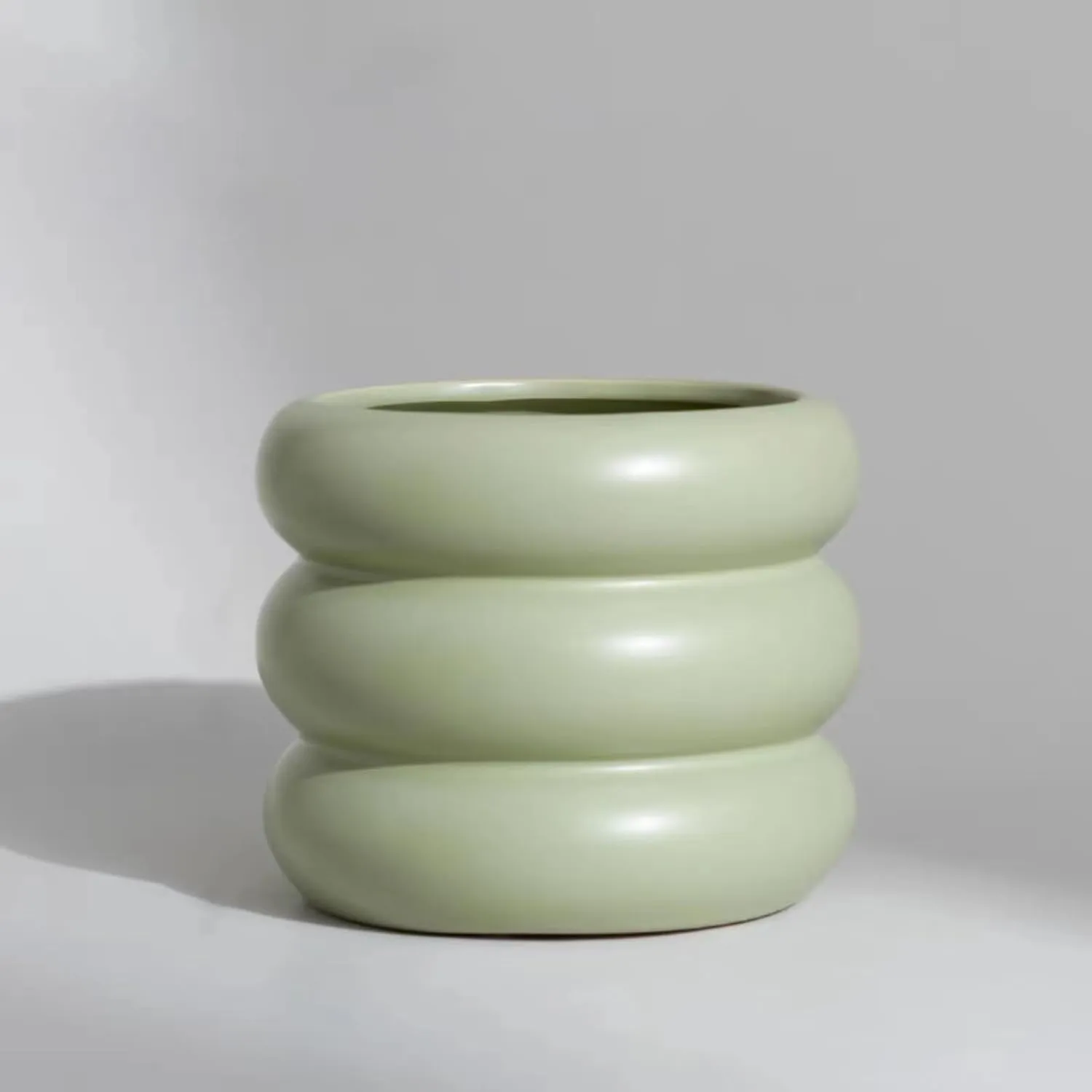 Ceramic Plant Pot Indoor, 4.5 Inch Flower Pot with Drainage Hole, Small Bubble Design Ceramic Planter for Home & Office Decor (Green)