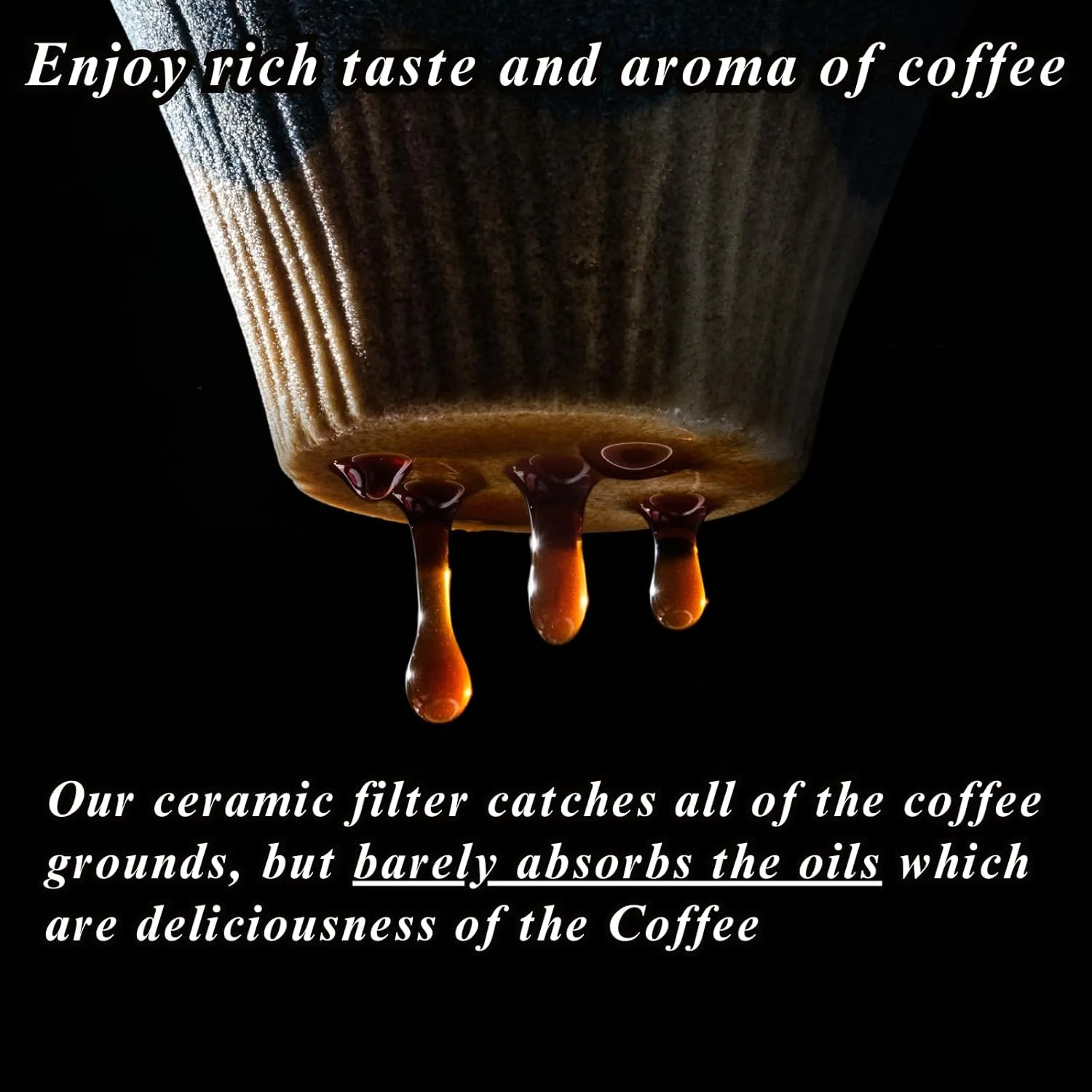 Ceramic Reusable Coffee Filter Dripper Paperless Sustinable Mt. Fuji Made in Japan (Black)