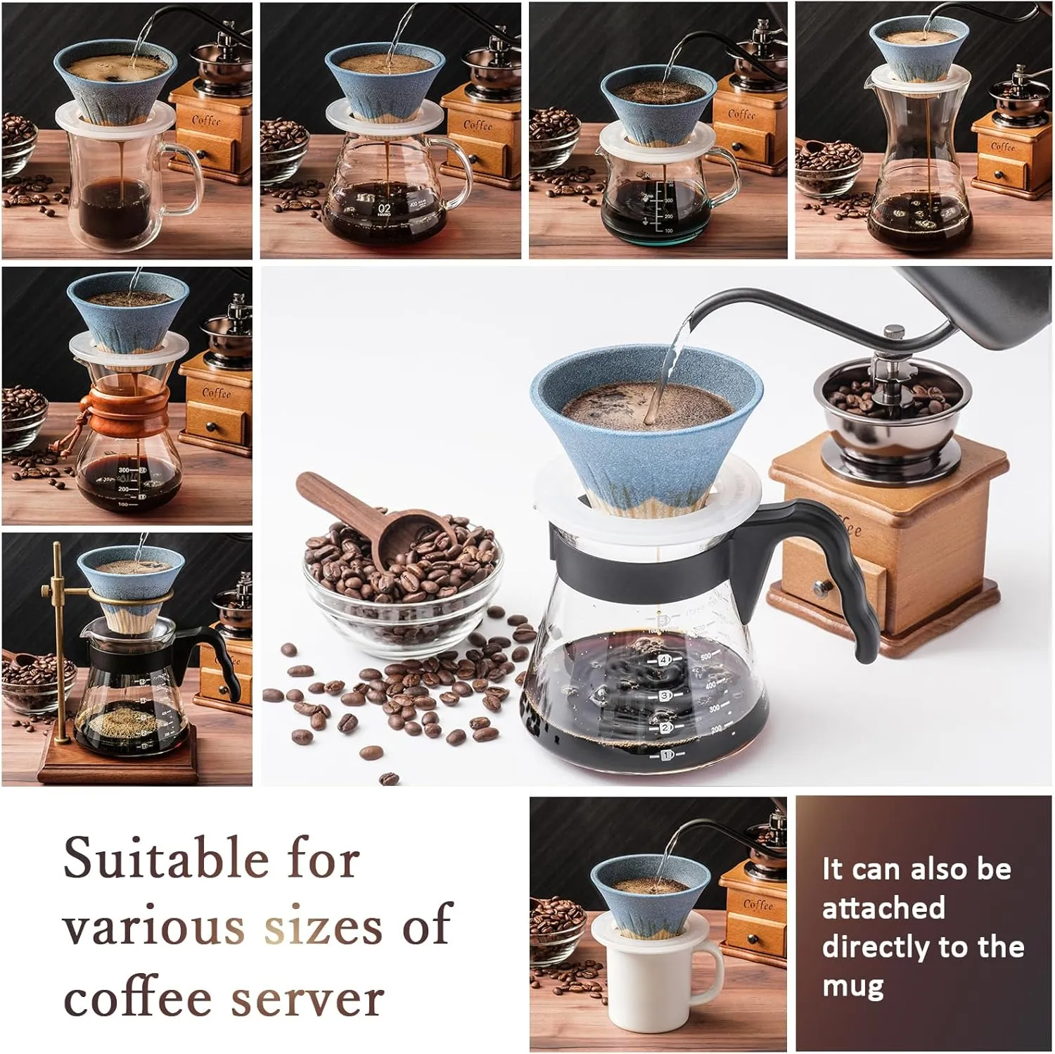 Ceramic Reusable Coffee Filter Dripper Paperless Sustinable Mt. Fuji Made in Japan (Black)