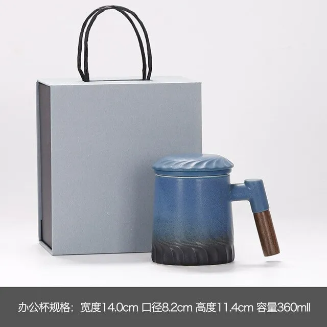 Ceramic Tea Mug Water Separation Filter Cup With Lid