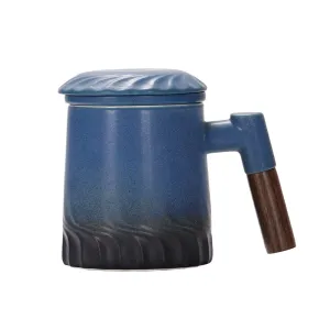 Ceramic Tea Mug Water Separation Filter Cup With Lid