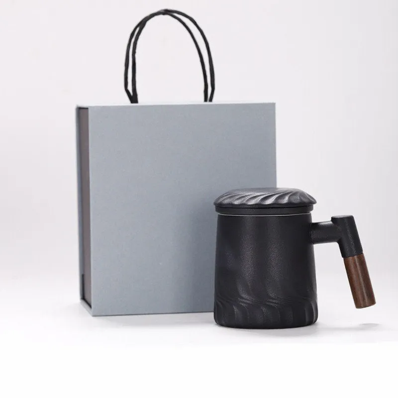 Ceramic Tea Mug Water Separation Filter Cup With Lid