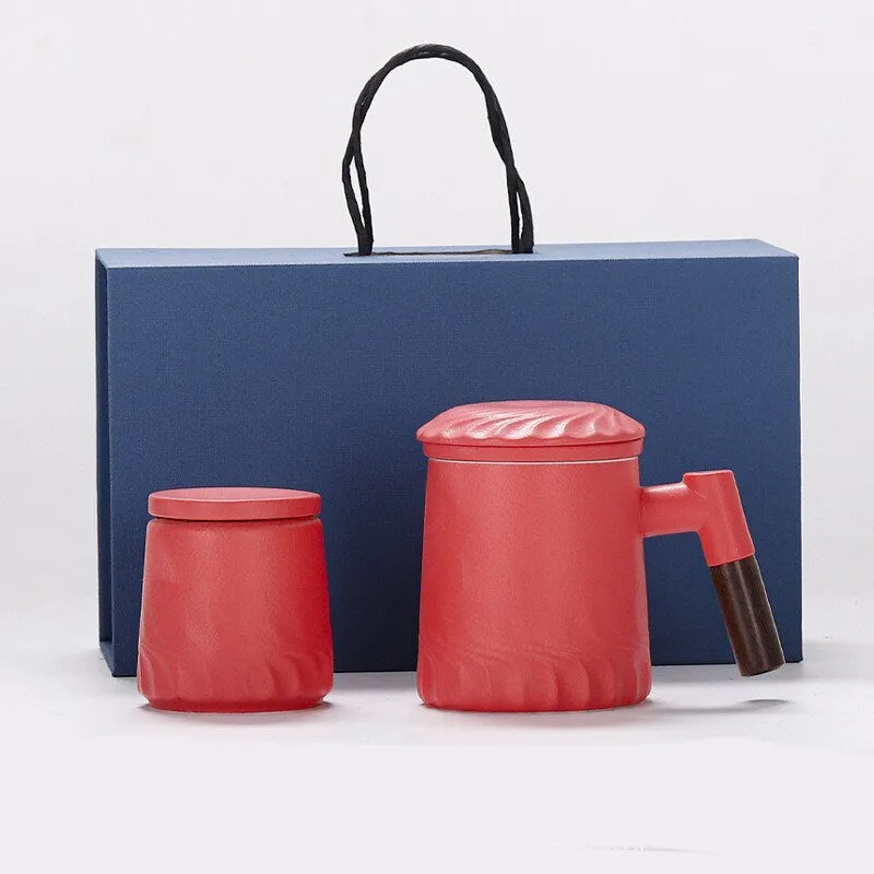 Ceramic Tea Mug Water Separation Filter Cup With Lid