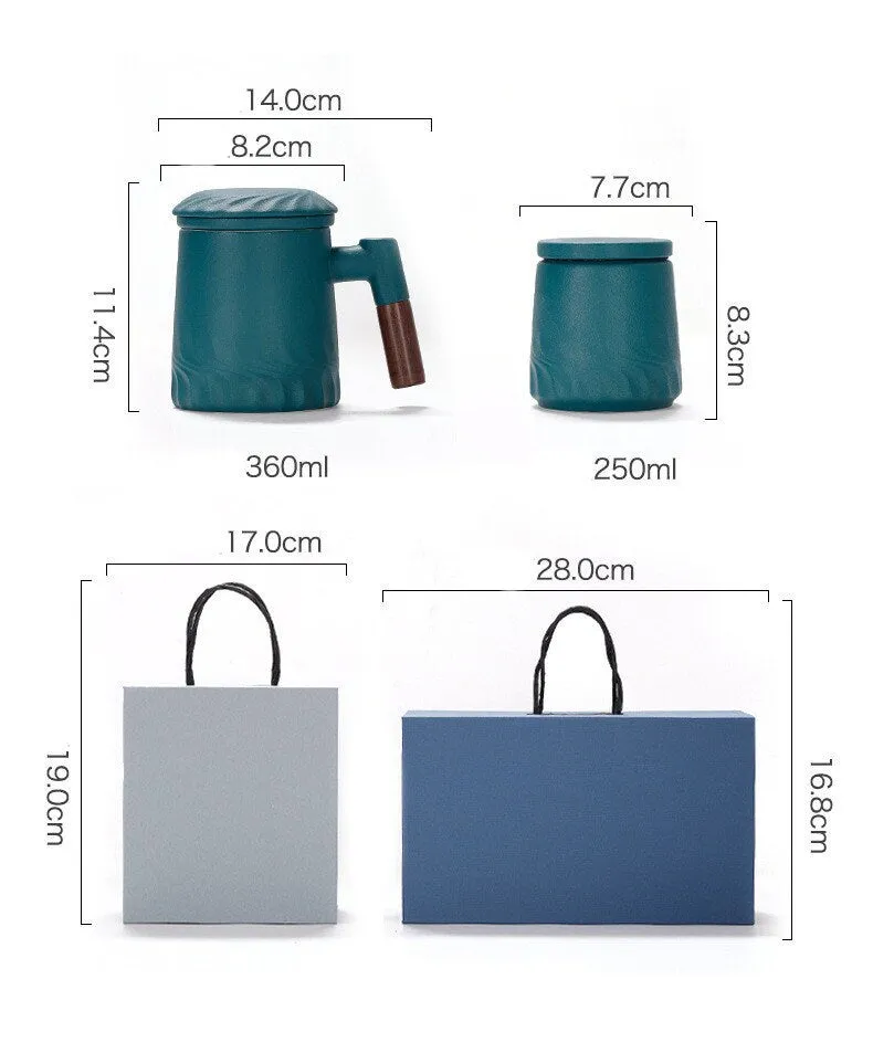 Ceramic Tea Mug Water Separation Filter Cup With Lid