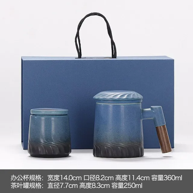 Ceramic Tea Mug Water Separation Filter Cup With Lid