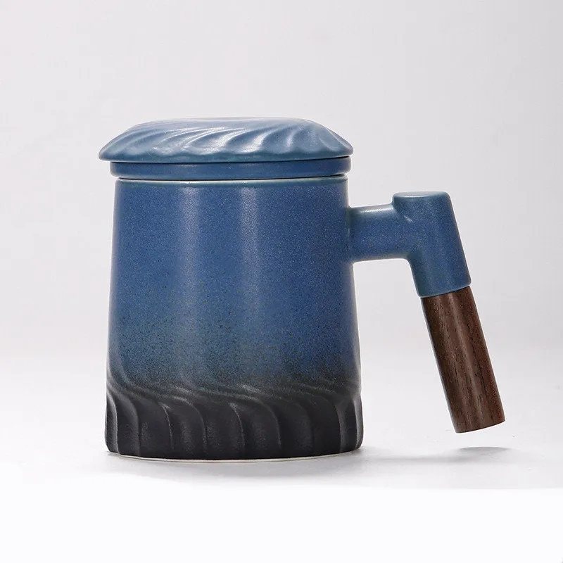 Ceramic Tea Mug Water Separation Filter Cup With Lid