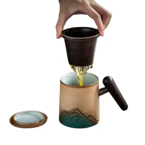 Ceramic Tea Mug With Lid and infuser
