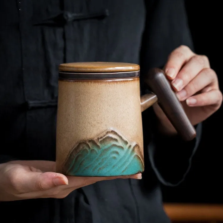 Ceramic Tea Mug With Lid and infuser