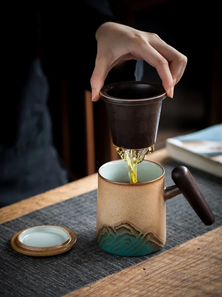 Ceramic Tea Mug With Lid and infuser