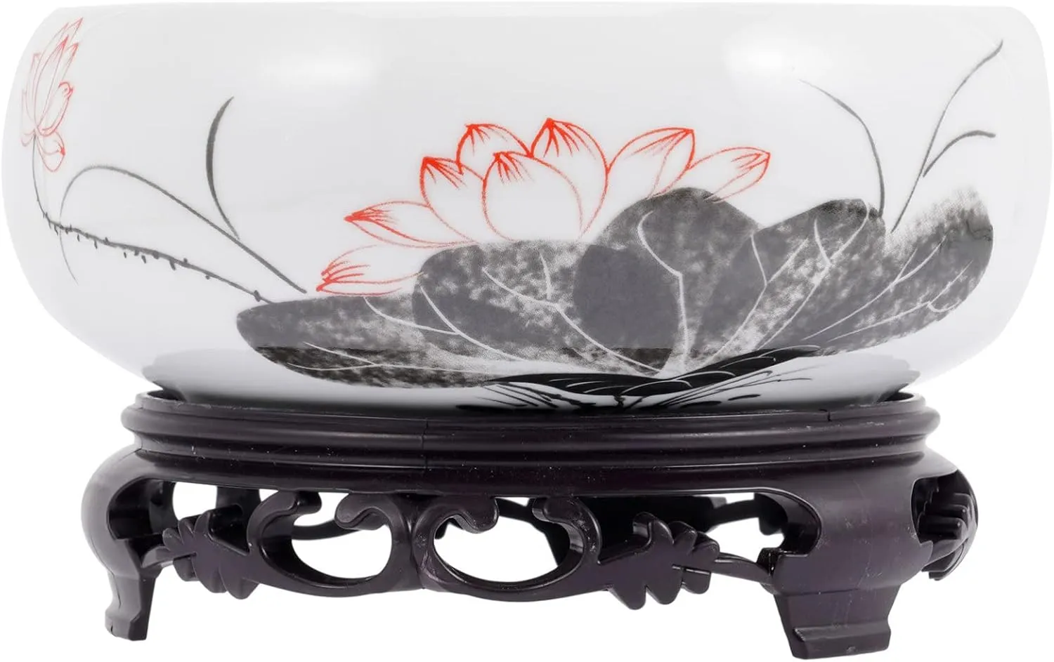 Ceramics Water Lily Bowl Narcissus Nautance Copper Coin Grass Flowerpot with Stand Lotus Hydroponic Container Daffodil Bonsai Planter for Garden Home Decoration