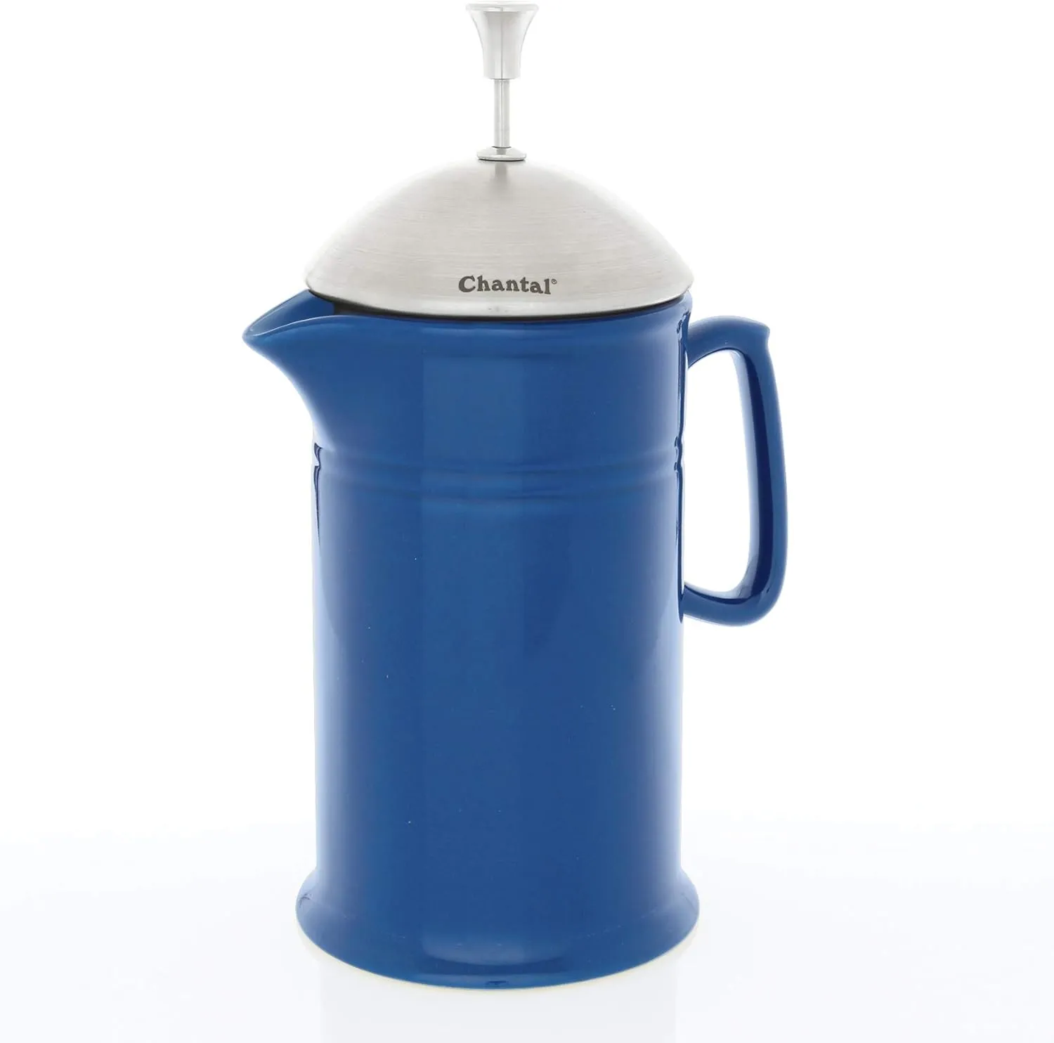 Chantal Stoneware French Press with Stainless Steel Plunger and Lid, 28 ounce capacity, Blue Cove