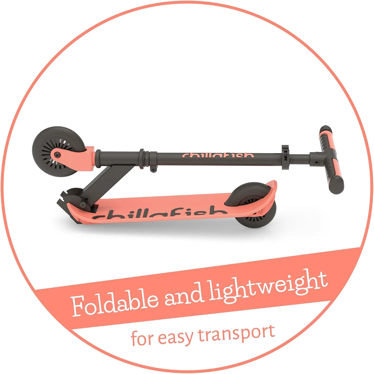 Chillafish Flexxi Mini Glow Foldable 2-Wheeled Scooter with Light-up Wheels, Integrated Brake, Adjustable and Foldable Handlebar, for Kids 5 Years and up, Flamingo