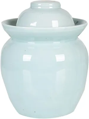 Chinese Porcelain Pickling Jar Blue, Thickened Kimchi Pot with Lid Ceramic Food Storage Sealed Containers, Household Pickles Fermented Foods Turnip Cabbage Fermentin 7KG
