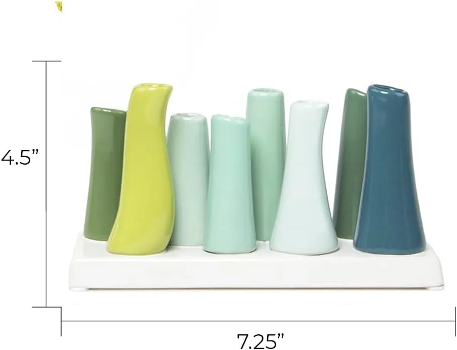 Chive - Pooley 2, Ceramic Flower Vase, 8-Tube Shape (Chartreause)