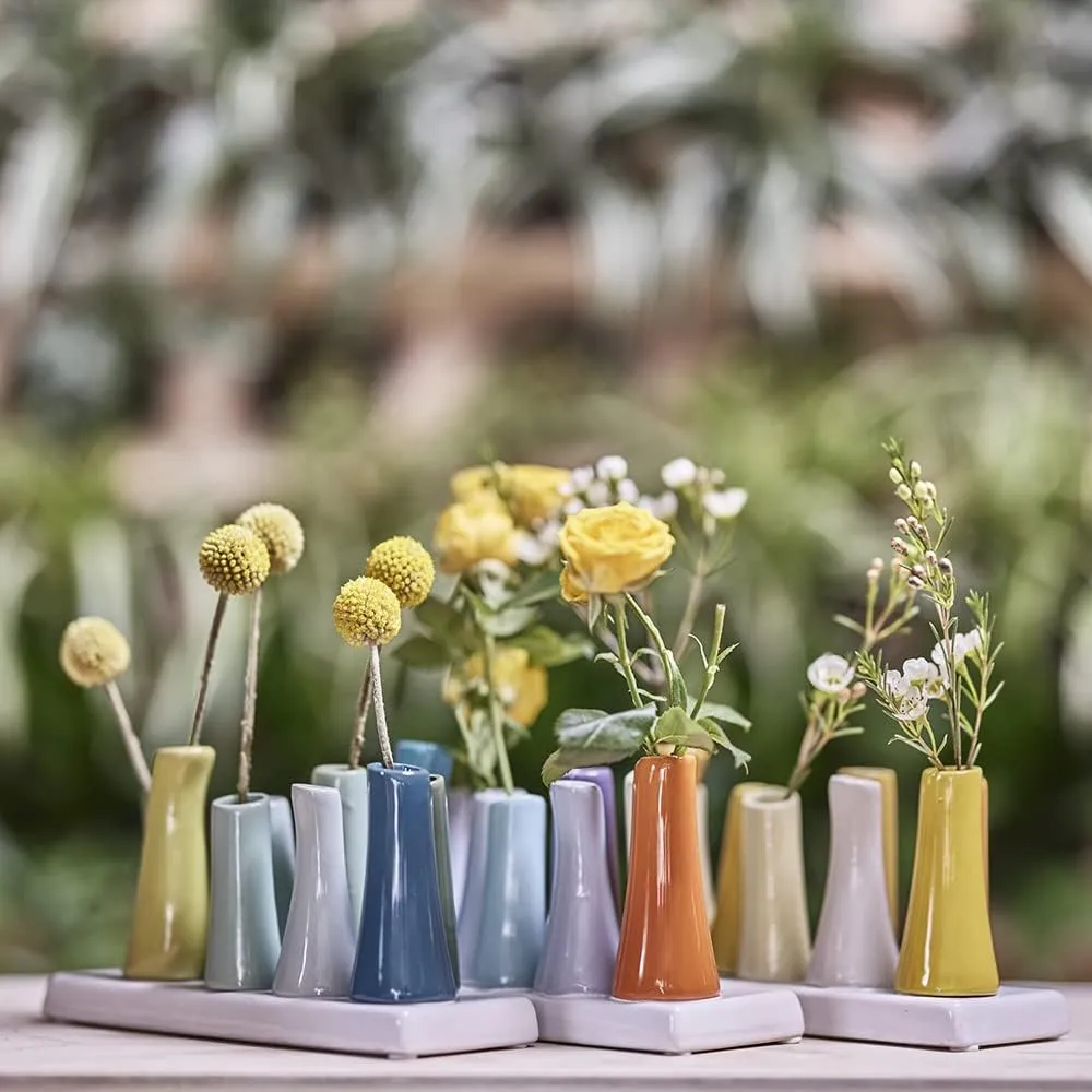 Chive - Pooley 2, Ceramic Flower Vase, 8-Tube Shape (Chartreause)