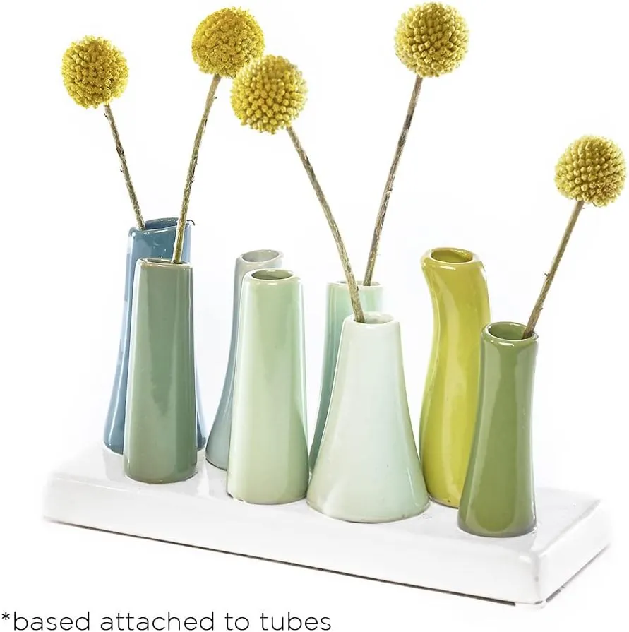 Chive - Pooley 2, Ceramic Flower Vase, 8-Tube Shape (Chartreause)